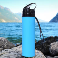 Botella Deportiva De Silicona Reutilizable Para Niños 600ml Plegable Suave Para Hogar Y Oficina Con Mango Y Tapa De Tapon - details 2