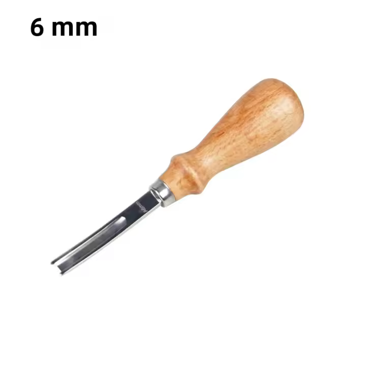 KRABALL 1PCS Lámina De Bordes De Cuero 4/6/8mm Para Artesanía De Cuero Cincelado Herramienta De Corte Con Mango De Madera - 1