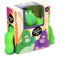 Puckator Muñeco niños Gorila de Goma Aplastable infantil jóvenes Tiktok 18cms max.  Stretch deformable al golpearlo contra el  suelo en color verde y morado - details 2