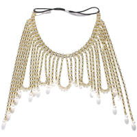Peinado De Boda Stonefans Con Rhinestone Trenzado Largo De Perla Agua Caída Cristal Headdress Para Diadema Joyería De Cabello Para Mujer - details 2