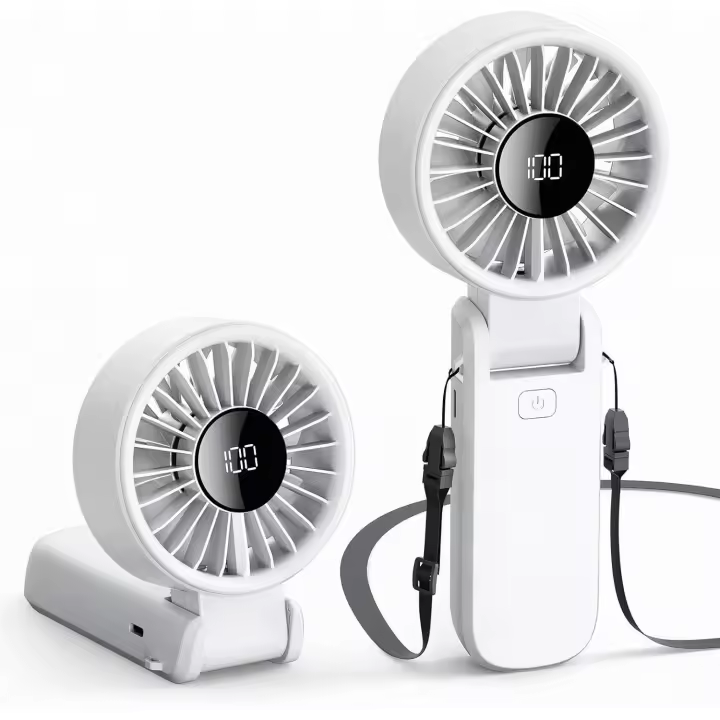 Mini ventilador portátil de mano - Ventilador de bolsillo - Mini ventilador - Diseño ajustable a 180° - Ventilador - Ventilador eléctrico pequeño - Batería recargable de 4000 mAh - Adecuado para viajes, oficina, exteriores, camping - 1