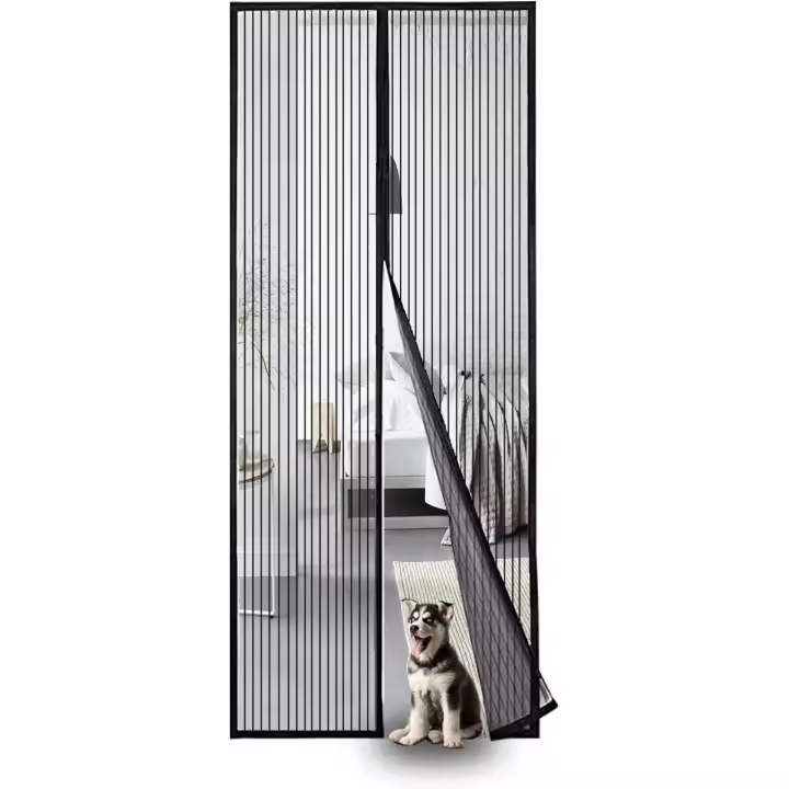 Mosquitera para Puerta de balcón, montaje con adhesivo sin necesidad de taladrar, La Cortina magnética es ideal para la Puerta del Balcón (Negro, 80x200 cm) - 1
