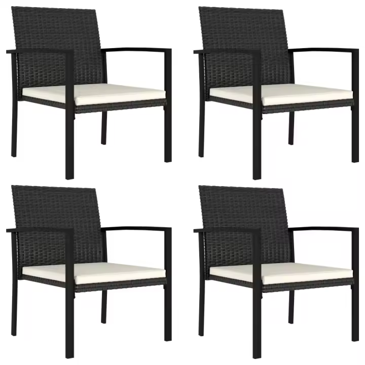vidaXL Sillas de comedor de jardín 4 unidades ratán sintético negro - 1