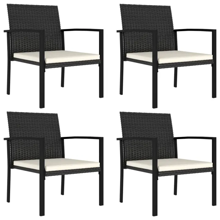vidaXL Sillas de comedor de jardín 4 unidades ratán sintético negro - 1