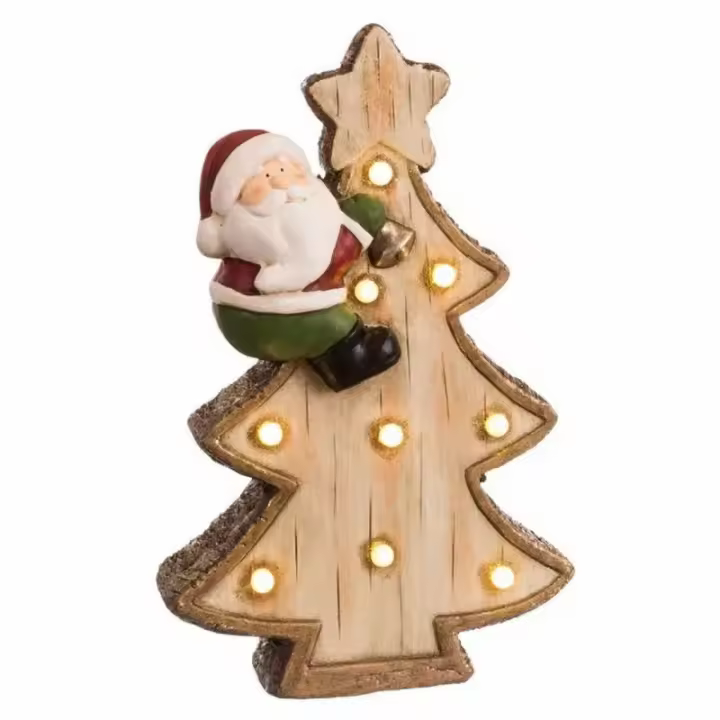 Gerimport Árbol de Navidad con Papá Noel de Cerámica 44 X 28 X 6 Cm - Decoración Navideña - 1