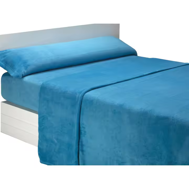 SABANALIA - Juego de sábana liso de coralina - Máximo confort y protección contra el frío - 240 grs/m² - 100 % Microfibra de Poliéster - 1