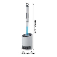 Juego De Cepillo De Inodoro Para El Hogar Con Soporte Montado En La Pared Silicone Recargable Para Limpieza De Esquinas Herramientas De Baño - details 17