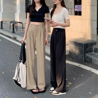 Rimocy Pantalones Anchos De Pierna Para Mujer Estilo Callejero Cintura Alta Moda Trabajo Oficina Pantalones Sueltos Rectos Sólidos Talla Grande Color Negro Beige Caqui - details 1