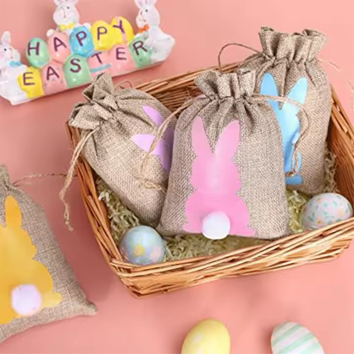 Bolsas de Regalo de Lino con Cordón 24Pcs Bolsa de Ceniza de Paspa de Easter Bolsa de Lineno con Ail Bolsa Decorativa de Accesorios Normales Fabricada en China - 1