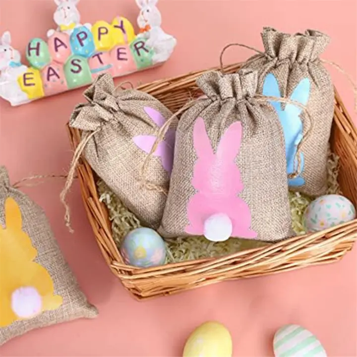 Bolsas de Regalo de Lino con Cordón 24Pcs Bolsa de Ceniza de Paspa de Easter Bolsa de Lineno con Ail Bolsa Decorativa de Accesorios Normales Fabricada en China - 1