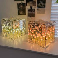 20PCS Lámpara De Noche Tulipán DIY Hecho a Mano Material Cubo Espejo Decoración De Dormitorio Regalo De San Valentín Cumpleaños - details 8
