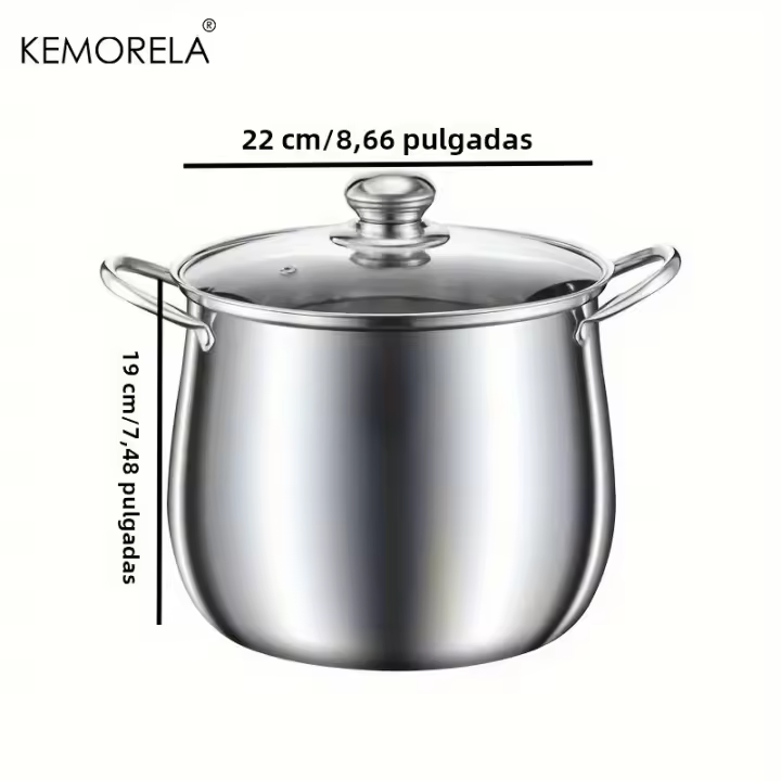 Olla De Acero Inoxidable Para Sopa Gran Capacidad Para Cocinar Feos Y Pollo Estilo Universal Para Fogón Y Cocotor Inducción - 1