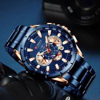 Reloj Deportivo Casual CURREN Para Hombres Con Cronógrafo Y Pantalla Grande De Acero Inoxidable Luminoso Resistente Al Agua Y De Cuarzo - details 10