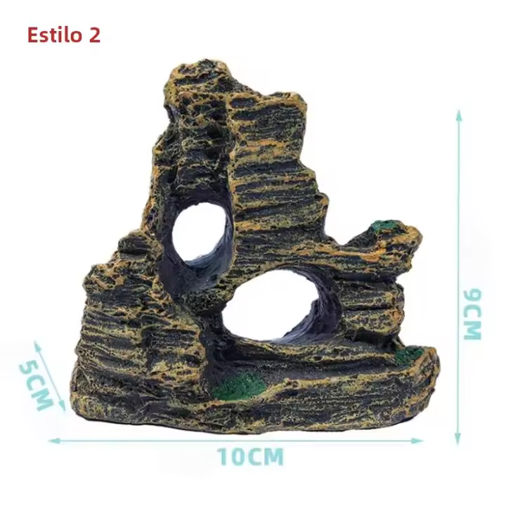 Adorno De Acuario Pequeño Montaña De Piedra Y Roca Para Tanque De Peces Decoración Arbolado Y Cueva Accesorios De Acuario Color Amarillo - 1