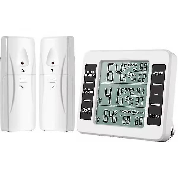 Termómetro para refrigerador/congelador, termómetro inalámbrico para refrigerador con 2 sensores - 1