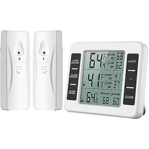 Termómetro para refrigerador/congelador, termómetro inalámbrico para refrigerador con 2 sensores - 1