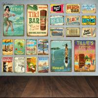 Aloha Beach Placa De Metal Vintage Para Pared Estilo Hawaii Tiki Bar Decoración Costera Decorativa Rectangular YA040 - details 0