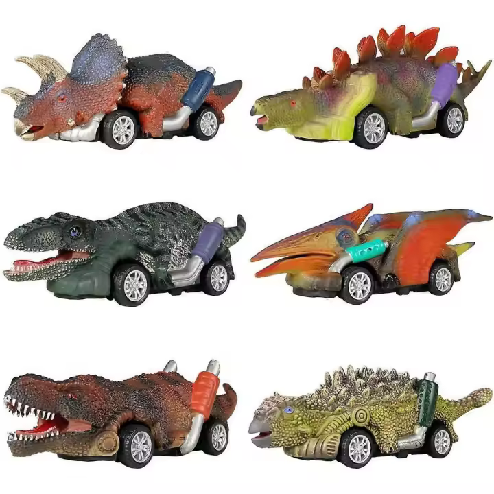Coche de juguete de dinosaurio, paquete de 6 juguetes de dinosaurio para niños de 3 años y niños pequeños, juguetes para niños de 3, 4 y 5 años - 1