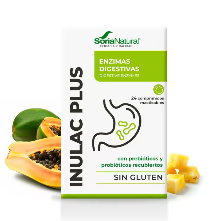 Inulac Plus Soria Natural  - Probióticos y Prebióticos intestinales - Favorece la digestión - 24 comprimidos - 1