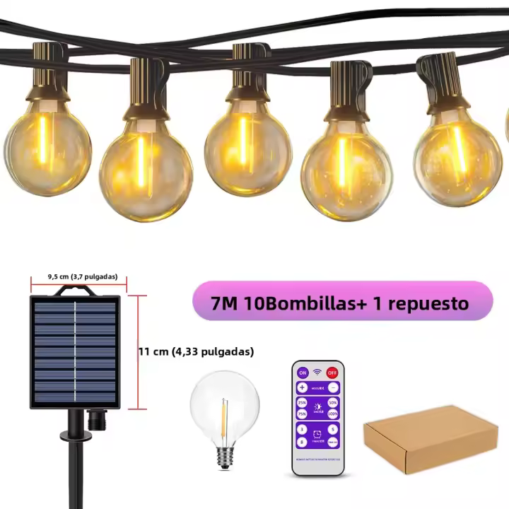 Luces De Cadena Solar Para Exterior G40 Con Bombillas LED Inalámthricas Y Resistant To Viento Para Patio Bistró Jardín - 1