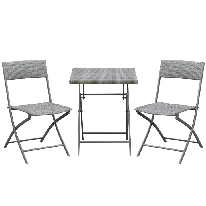Outsunny Conjunto de bistró de poliratán de 3 piezas. Conjunto de muebles de balcón, grupo de asientos, grupo de comedor, conjunto de muebles de jardín - 1