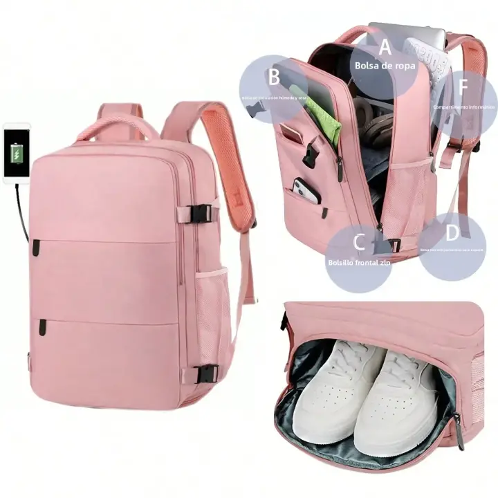 Mochila Multifuncional De Viaje Para Negocios Grande Capacidad Adecuada Para Mujeres Hombres Trabajadores Blanqueados Viajes Al Aire Libre Material De Poliéster - 1
