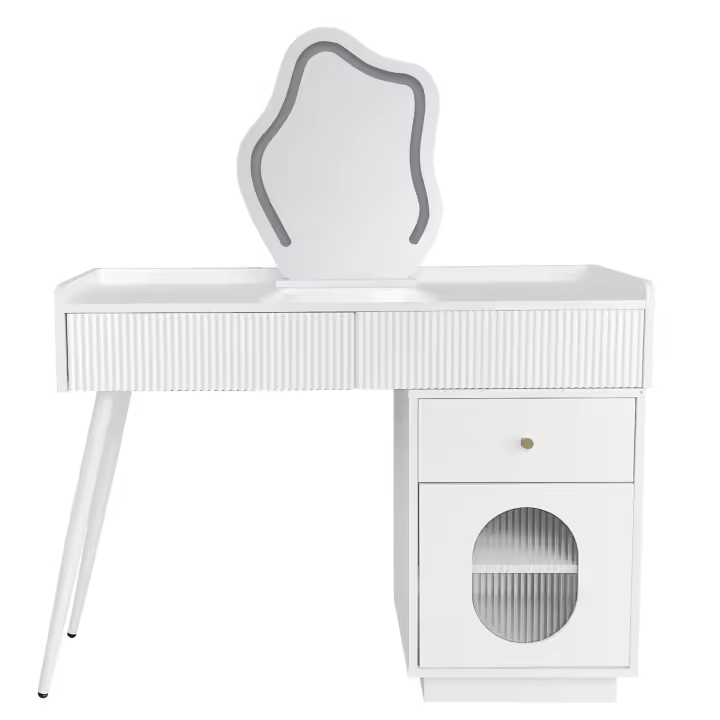 Juego de tocador Blanco para Dormitory with Tres amplios bolsitos y una Puerta-Dimensiones: A100/H75/D40 cm (sin taburete) - 1