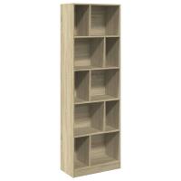 vidaXL Estantería de madera de ingeniería 57x28,5x174 cm Blanco, Negro, Roble Sonoma Mueble Almacenaje Estantería para Oficina, Estudio, Dormitorio Estantería/Librería/ mueble de Almacenamiento - details 4