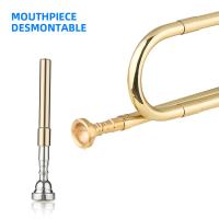 Bugle De Cobre Con Plata De Oro Y Boquilla Para Principiantes (18.7 Pulgadas) Instrumento Musical De Corneta De Caballería - details 2