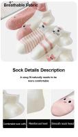 Calcetines Casuales Para Mujer Con Patrón De Gato De Dibujos Animados 5 Pares Comodidad Transpirabilidad Ligeros Y Moda - details 2