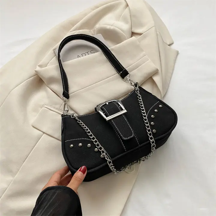 Bolso De Hombro Para Mujer En Lona Small Design Estilo Jean Nueva Moda Bolsa De Mano Suave Satchel Cierre De Cremallera - 1