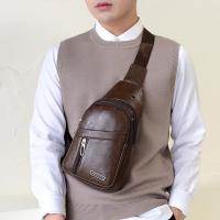 Nueva Bandolera De Cuero PU Para Hombre Bolsa De Pecho Para Viaje Cruzada Negra Estilo Casual Sling Bolsa De Hombro Mensajero - details 2