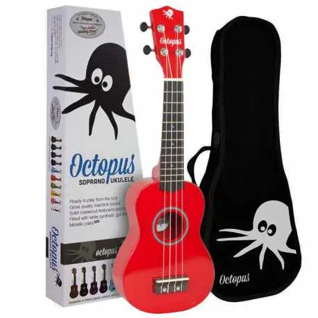 Ukelele Soprano Octopus UK-205CAR Rojo,Ukelele de madera de nato ( tipo caoba ) - 1