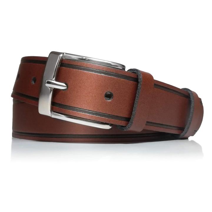 Cinturón hombre - Piel legitima - 3 cm de ancho - Cuero - Económico - 30mm - Hebilla plata brillo - Caballero - Cinto - Correa - Belts for men
