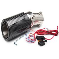 Tubo De Escape De Coche Universal Ajustable LED Con Luz De Flama Salida Individual Modificada Pieza De Aluminio Y Fibra De Carbono - details 0