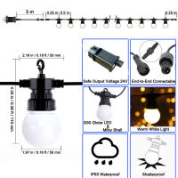 Lámpara De Globos LED Impermeable 23M Para Exterior Camping Decoración De Navidad Boda Jardín Patio Cadena De Luces Conectable - details 6