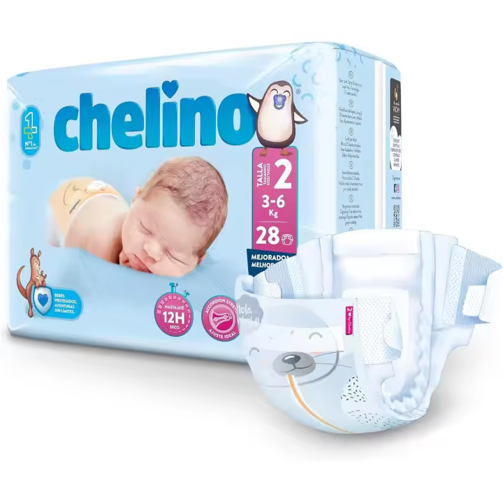 Chelino -Pañales infantiles Talla 2 (3-6 kg) 2 Paquetes - 1