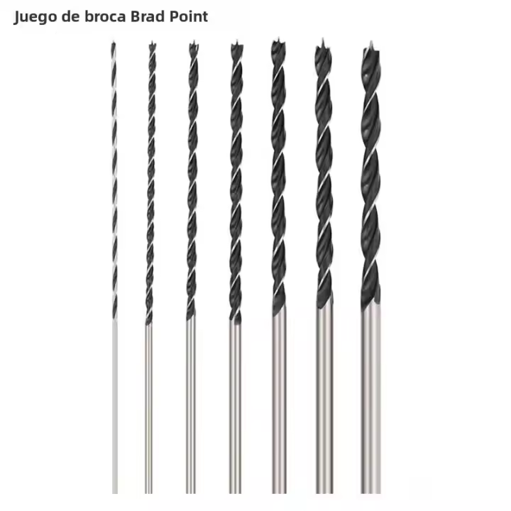 Juego De Brocas De Punto Brad Extra Larga 300mm Localizador De Centro En Acero De Carbono Para Madera Dureza Madera Plywood Plástico Aluminio - 1
