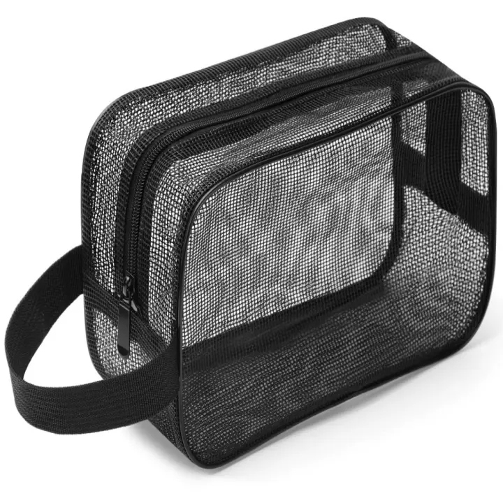 Bolsa De Baño Portátil Malla Almacenamiento De Maquillaje Y Toallitas Para Viajes Organizador Rectangular Ecológico De Nylon Y Malla - 1