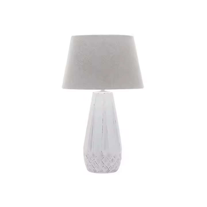 Fabrilamp - Sobremesa Ceramica See 1xe27 Blanca Pantalla Gris 56x33x33 Cm - 1