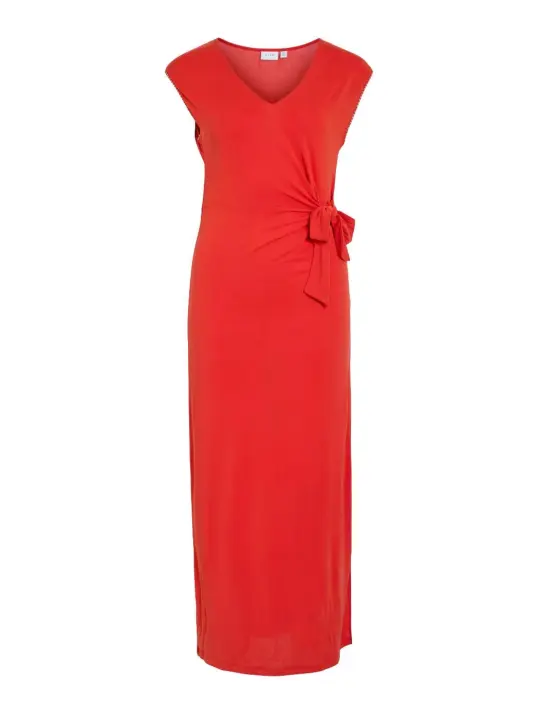 Vestido Vila Modala maxi rojo brillante lazo para mujer - 1