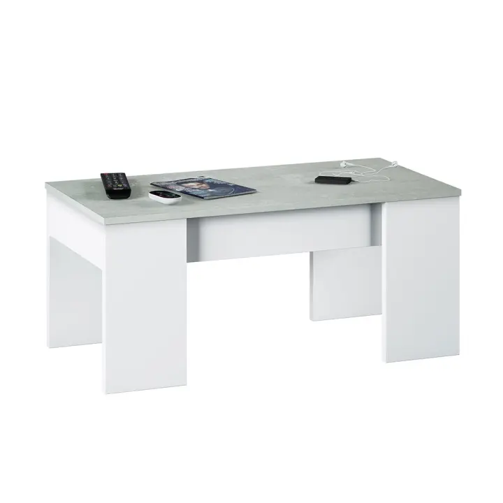 Meimon Mesa de Centro Elevable Flex – Diseño Moderno y Funcional con Almacenamiento Oculto, Disponible en Blanco, Roble y Combinaciones de Color, Estructura Resistente en Melamina, Bisagras Metálicas, Tacos Antirayas y Fácil Mantenimiento - 1
