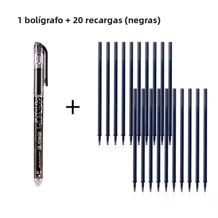Bolígrafos De Gel Erasables Con Tamaño Completo 0.5MM Punta De Tubo Bolígrafos Lavables Tinta Negra Y Azul Estación De Trabajo Erasable - 1