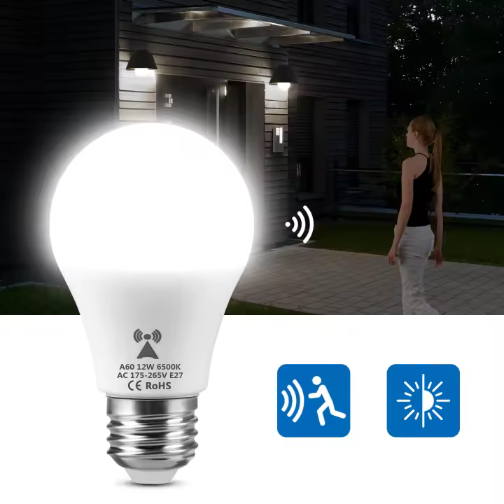 Lámpara Nocturna LED Sensor Radar E27 12W 220V Para Dormitorio Escaleras Pasillo Cocina Iluminación Automática Sin Baterías - 1