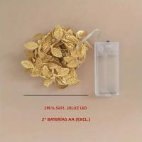 Cadena De Luces LED De 20 LEDs Pequeñas Hojas Doradas 2M Con Pilas Incluidas Para Decoración De Bodas Y Fiestas En Casa Navidad DIY - details 2