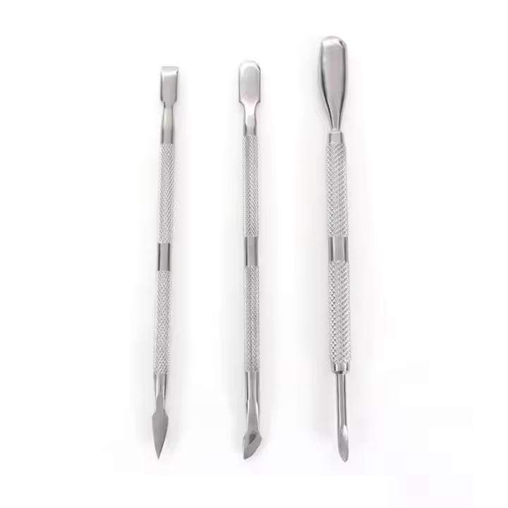 Juego de manicura y pedicura, Set de 3 piezas, de acero inoxidable, removedor de cutículas y cucharas - 1