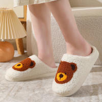 Zapatillas De Casa Para Mujer Lucyever Con Patrón De Oso Suaves Y Cálidas De Peluche Antideslizantes Para Interior Invierno - details 5