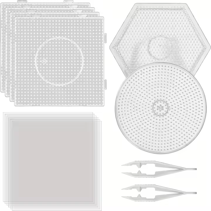Tablero De Fusibles De Plástico Transparente De 5mm Con Pegatinas Y Tijeras De Blanco Para DIY Joyería Y Artesanía - 1