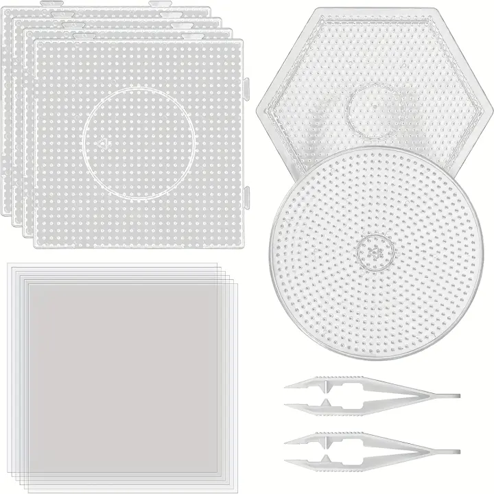 Tablero De Fusibles De Plástico Transparente De 5mm Con Pegatinas Y Tijeras De Blanco Para DIY Joyería Y Artesanía - 1