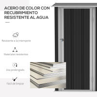 Outsunny Caseta de Jardín 1,07 m² 142x84x189 cm Cobertizo Exterior de Acero Galvanizado con Puerta Cerradura y Orificios de Drenaje para Almacenamiento de Herramientas - details 3